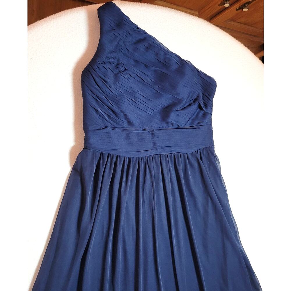 DB Studio Womens Gown Formal 6 Navy Blue One Shoulder Strapless Chiffon Empire